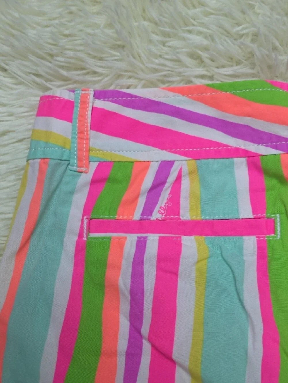 Lilly Pulitzer Multicolor Striped Bermuda Shorts - Pink, Green & Yellow
